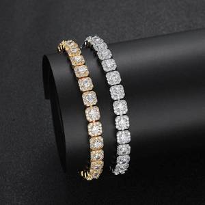 Bling Iced Out <b>Bracelet</b> AAA CZ Tennis Diamond <b>Bracelets</b> for Men 10mm Square Shape Cluster Tennis Chain Men Hiphop Jewelry - Product Image 5