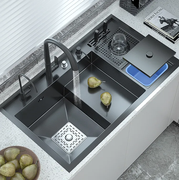 Allzweck Utility Luxus Multifunktions Smart 304 Edelstahl Küchen spüle mit Cup Washer Cover Zubehör