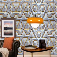 Papier Peint 3D Géométrie Noir Or pour Décoration d'Intérieur, Adhésif Épaissi Décollable et Collable, Stickers Muraux PVC Imperméables pour Cuisine