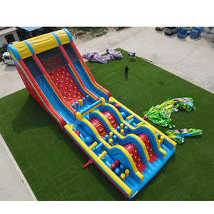 สไลเดอร์น้ำเป่าลม PVC ยอดนิยม สนามกีฬาเป่าลมขนาดใหญ่พร้อมสไลเดอร์สองเลนและผนังปีนป่ายสำหรับเด็กและผู้ใหญ่ - Product Image 3