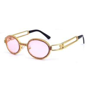 Wholesale 2021 Trendy Fashion Vintage Women <b>Steampunk</b> Diamond Sun <b>Glasses</b> Small <b>Round</b> Rhinestone Sunglasses - Product Image 4