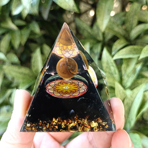 Crystal <b>Pebble</b> Pyramid Resin Epoxy <b>Craft</b> Desktop Ornament Aquarium Decoration Tiger Eye Obsidian Gift - Product Image 4