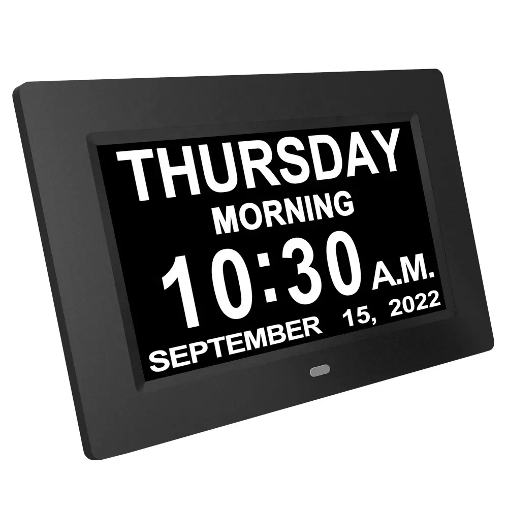 Reloj despertador personalizado de 7 pulgadas, calendario Digital con día y fecha, 2022