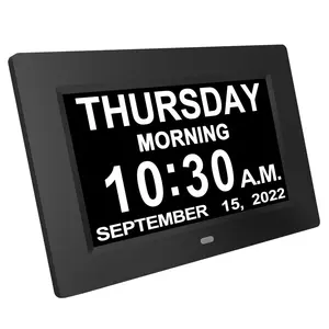 Réveil numérique personnalisé de 7 pouces, calendrier numérique avec jour et Date, 2022
