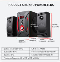 Sistema de Altavoces Multimedia de 2.1 Canales, Altavoces con Subwoofer para Cine en Casa con Luces LED