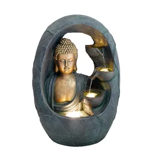 2023 Buda Fonte De Água Feng Shui Meditação Relaxar Indoor Buddha Statue WaterFountain Para Decoração Para Casa