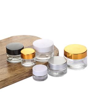 卸売50 ml 50gラウンドポマードコンテナリップバームクリームガラス化粧品ジャーUVゴールドキャップ付き (GJM01-50) - Product Image 3