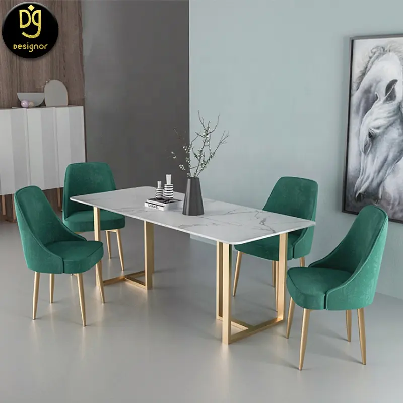 Cg — table et chaise pliante de luxe, 4 ou 12 places, siège complet de style morden, pour la famille, or, gris, blanc, turque