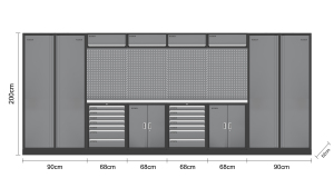 Grand meuble d'atelier et de garage en acier combiné, avec <span class=keywords><strong>établi</strong></span> et armoires de rangement - Product Image 3
