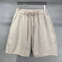 Celana Pendek Pria Retro High Street Trendy Brand, Pinggang Sedang, Gaya 3D, 100% Katun Polos dengan Layanan OEM, Pewarna Lilin, Efek Cuci