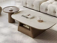 Table basse minimaliste du milieu du siècle avec plateau en pierre frittée et structure en noyer, rectangulaire, pour petit salon, nouveau style chinois