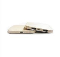 Deux chargeurs sans fil rapides 15W en paille de blé USB, chargeur sans fil à induction en bois