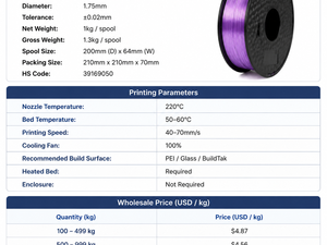 Filamento para Impresora 3D Yiqiu3D Silk PLA de 1.75 mm, Brillo Metálico de Alto Brillo para Modelos Decorativos, Compatible con Bambu Lab Creality - Product Image 5