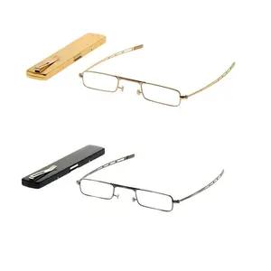 Taiwan Supplier Portable Super Slim 9 Mm Rectangle Reading Glasses With Aluminum Case