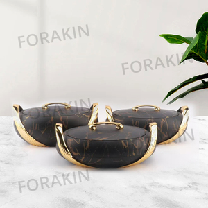 YJM2305-F Mới Sang Trọng Lẩu Thực Phẩm Ấm Hơn Set Vàng 3 Pcs Thực Phẩm Ấm Hơn Set 2.5-3-3.5 Lít - Product Image 4