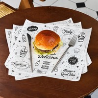 Feuilles d'emballage personnalisées en papier blanc pour frites et burgers, avec logo, pour la restauration rapide et les plats à emporter
