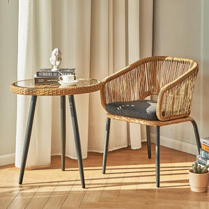 Rattan Chair Leisure Outdoor <b>Backrest</b> Outdoor Table and Chair Combination Woven Rattan Chair Balcony - Product Image 2