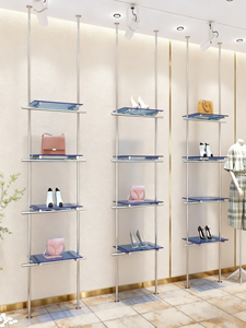 Présentoir mural en acier inoxydable pour magasin de vêtements et de chaussures, étagères de rangement pour sacs en acrylique - Product Image 4