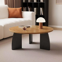Table basse moderne Rosegia à double niveau avec panneaux latéraux incurvés en forme de D, rangement pliable, pour salon, appartement, studio, 3 ans de garantie