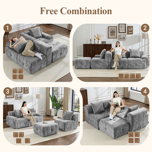 2026 Best Selling Meroow MS1 Durable Chenille Modular <b>Sofa</b>, 42.5cm Seat Height Sectional Couch for UK Market - Product Image 4