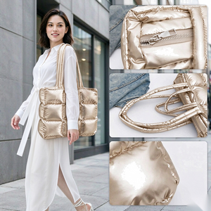 Bolso Tote Acolchado para Mujer, Bolso de Mano Impermeable de Nailon, Bolso de Hombro Esponjoso, Bolso Tipo Satchel para Todas las Temporadas, para el Trabajo y Viajes - Product Image 6