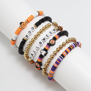 Party Charm Halloween Horror Party Bracelet Boo Trick Letter <b>Bead</b> Bracelet Crystal Adjustable Gift Jewelry Bracelet for Women - Product Image 1