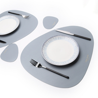 6 pièces, tapis de Table de cuisine personnalisés, imperméables, café, lavables, en forme de goutte, en cuir PU, pour étiquette privée