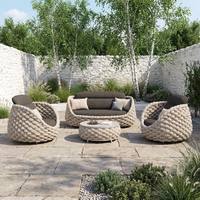 Ensemble de canapé et table basse en alliage d'aluminium pour l'extérieur - Meubles de jardin/patio/balcon, design pastoral campagnard, imperméable