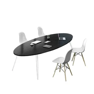โต๊ะประชุมวงรีขนาดเล็กโต๊ะพนักงานที่ทันสมัยเรียบง่ายสำหรับการประชุมและการเจรจาต่อรอง