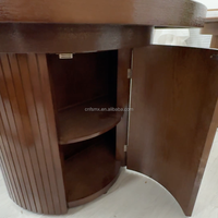 Table transformable en bois massif extensible de 300 cm, table ronde à manger, brun royal, table séparée avec rangement caché