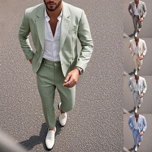 Completo da <span class=keywords><strong>Uomo</strong></span> 2 Pezzi con Risvolto a Revers, Monopetto, Vestibilità Slim, Giacca e Pantaloni, per Occasioni Casual, Formali e Matrimoni - Product Image 1