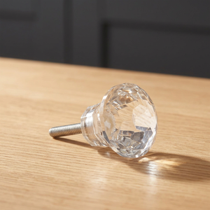 Poignée de porte ronde réglable en verre facetté transparent Art Déco, poignée de meuble décorative pour cuisine et salon - Product Image 2