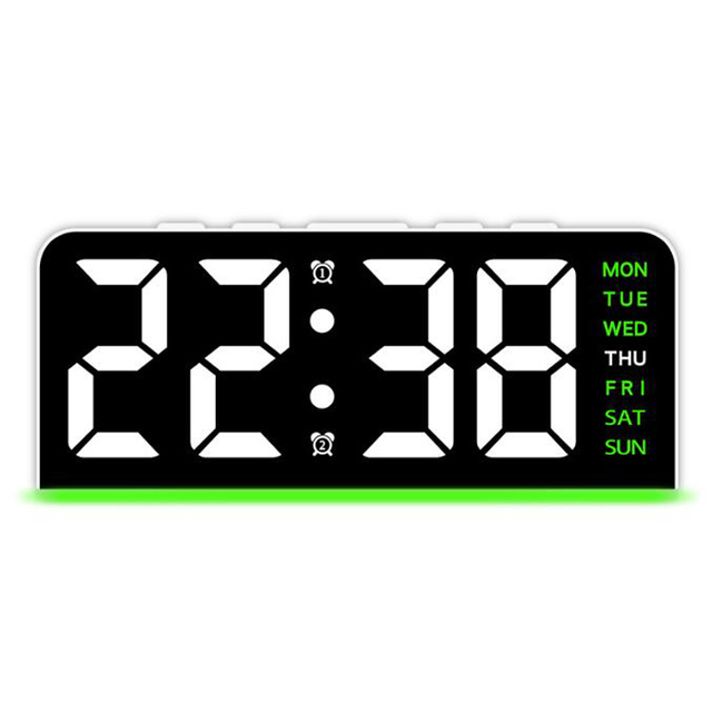 Custom Smart Alarm LED Digital Wall Clock Modern Home Night Light 24 Hour Weather Display Indoor Thermometer Bedroom Office USB