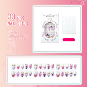 Unghie Finte Francesi per Festival Estivi, Rosa Fiore di Pesco, in ABS, <span class=keywords><strong>Confetti</strong></span> Commestibili per Decorazione Torte, per Dita - Forme a <span class=keywords><strong>Mandorla</strong></span>, Farfalla, Coffin - Product Image 4