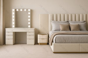 Modern Luxury 4-Piece Twin Bedroom Set <b>White</b> Finish with Storage Bed Dresser <b>Wardrobe</b> & Nightstand MDF <b>Wood</b> Style King Size - Product Image 4