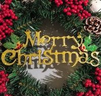 Guirlande de Noël artificielle pré-éclairée avec lumières LED, baies rouges, cônes de pin et inscription Joyeux Noël pour la décoration des fêtes