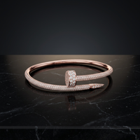Bracelet manchette ouverte Aurum Diam en argent plaqué or 14K avec pendentif nom micro-pavé Moissanite certifié EGI, forme couronne, style Hiphop