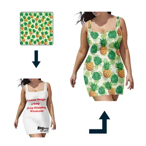 Samoa Polynesia Custom Ontwerpen Hibiscus Patroon Dames Bodycon Jurk Sexy Casual Tank Jurk Mouwloze Basis Midi Club Jurken