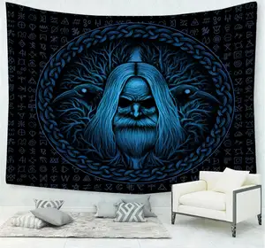 Weiß schwarz Sonne Mond Mandala Wandteppich hängender Flügel-Wandteppich Hippie Wandteppiche psychedelische Wandteppich