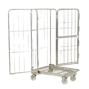 Depo kullanımı demonte katlanabilir çinko kaplama tel örgü Nestable çelik tekerlekli konteyner - Product Image 1