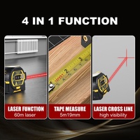Mètre à ruban laser numérique DEWEN, portée de 60 m, mesureur de distance tout-en-un avec affichage métrique et impérial, lame en acier inoxydable