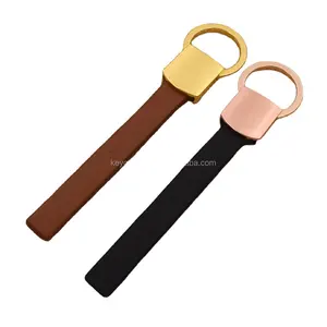 Tùy Chỉnh Ngắn Gọn Vàng Da Keychain/Trống Rose Gold Key Chain Da