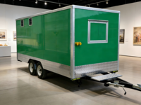 Camion de restauration rapide multifonctionnel à 3 roues en acier inoxydable au design moderne pour style rétro, idéal pour les barbecues mobiles, les glaces et les hot-dogs
