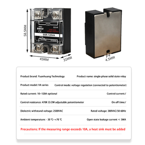 Relais à semi-conducteurs SSR - 10VA 40VA 120VA 40A régulation de tension avec couvercle anti-poussière en plastique dissipateur thermique 220v - Product Image 5