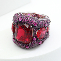 Bague en argent Sterling 925, luxe, zircone cubique, épaisse, pierres précieuses, bijoux turcs pour femmes