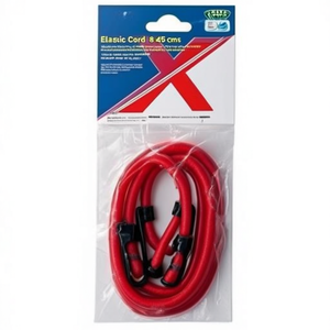 Cordon élastique 8 mm x 45 cm, 2 pièces, rouge, pour la fixation des charges, attaches à cliquet - Product Image 1
