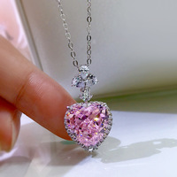 Collar con Colgante de Cadena de Eslabones en Forma de Corazón con Diamantes de Plata 925, Nuevo de Hui Zhi Yi Jewelry 2023, Estilo Deportivo para Mujer, 40+5