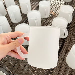 Tazza in Vetro Satinato con Stampa Faccina Sorridente, Trasparente, per Tè e Caffè, Articoli per Bere, per Logistica Commerciale e Centri di Distribuzione - Product Image 2