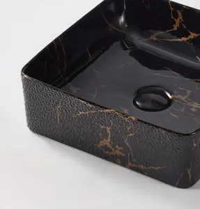 CDPH Modern Design Ceramic Sanitary Wares Bathroom Sink Wash Marble Pattern Wash Basin Porcelain Bathroom Sink Marble Top Basin
