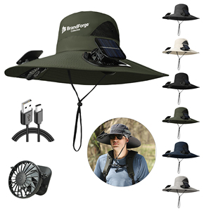 Solar Powered Cooling <b>Hat</b> with Fan UV Protection Wide Brim Sun <b>Hat</b> <b>for</b> Outdoor Camping Hiking Fishing Gardening Beach Activities - Product Image 1